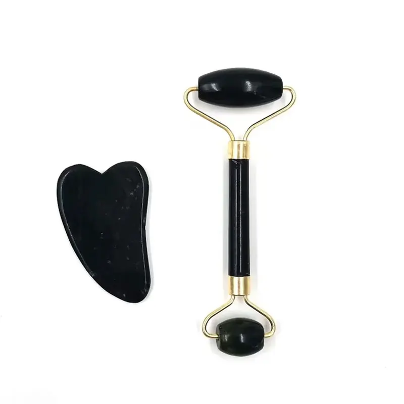 Xiuyu Jade Roller Massager White Jade Black Jade Facial Horn Scraping Massage Instrument Board Set