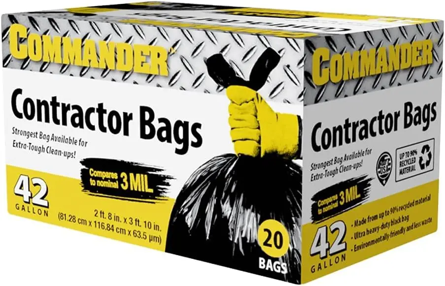 

42 Gallon Heavy Duty Black Trash Bags, 2.5 MIL Thick, 32x46 Inches, Pack of 20 for Commercial Use