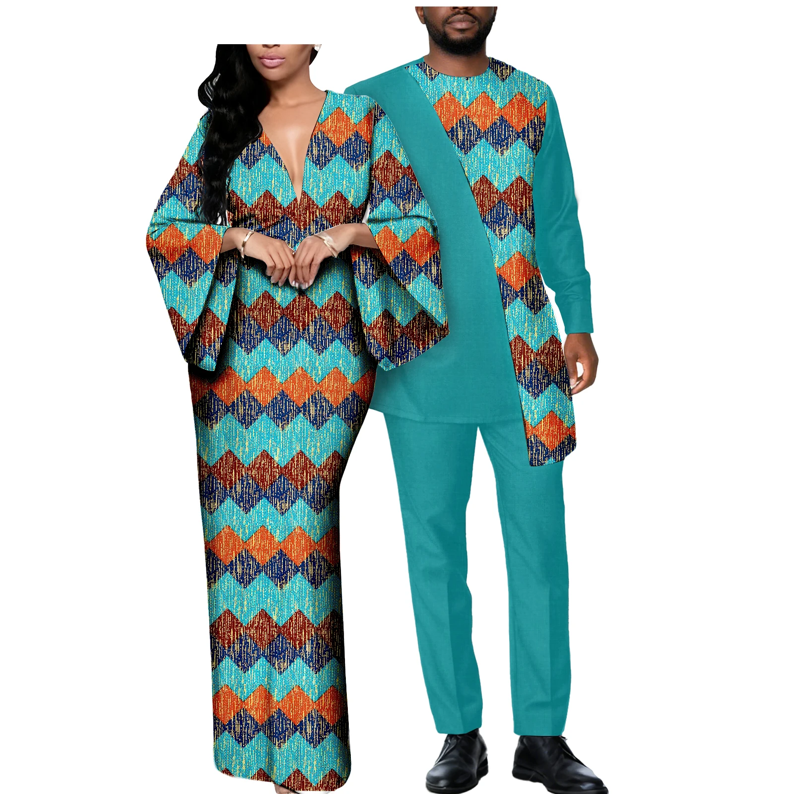 أطقم ملابس متطابقة للزوجين من SEA&ALP للنساء وملابس Dashiki للرجال لحفلات الزفاف #4