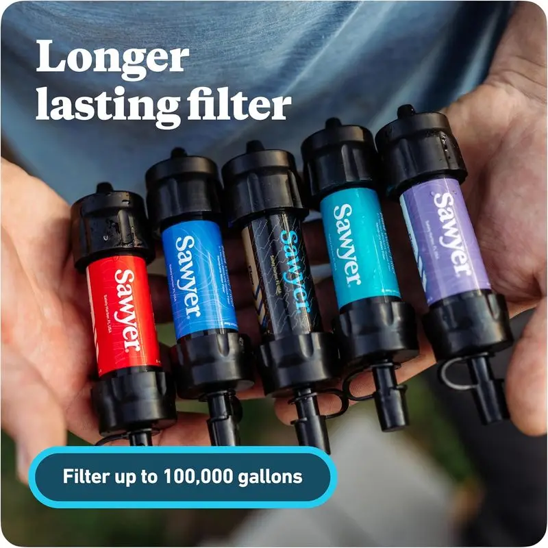 Sawyer Products Mini Water Filtration System Portable Survival Water Filter for Camping Hiking Outdoor Travel Emergency Use