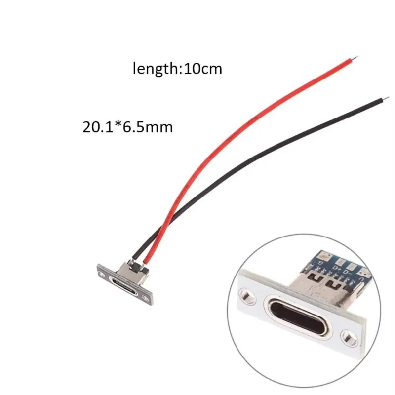 2-pin Type-C female headband cable  Connector Type-c USB 3.1 Jack Charging Data Interface Fixed Board Charging Socket B5