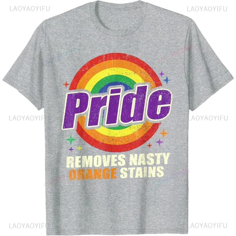 مضحك فخر يزيل البقع البرتقالية السيئة الرجعية LGBT تي شيرت عادية موضة فضفاضة Harajuku رجل التي شيرت الراحة الصيف الشارع الشهير #4