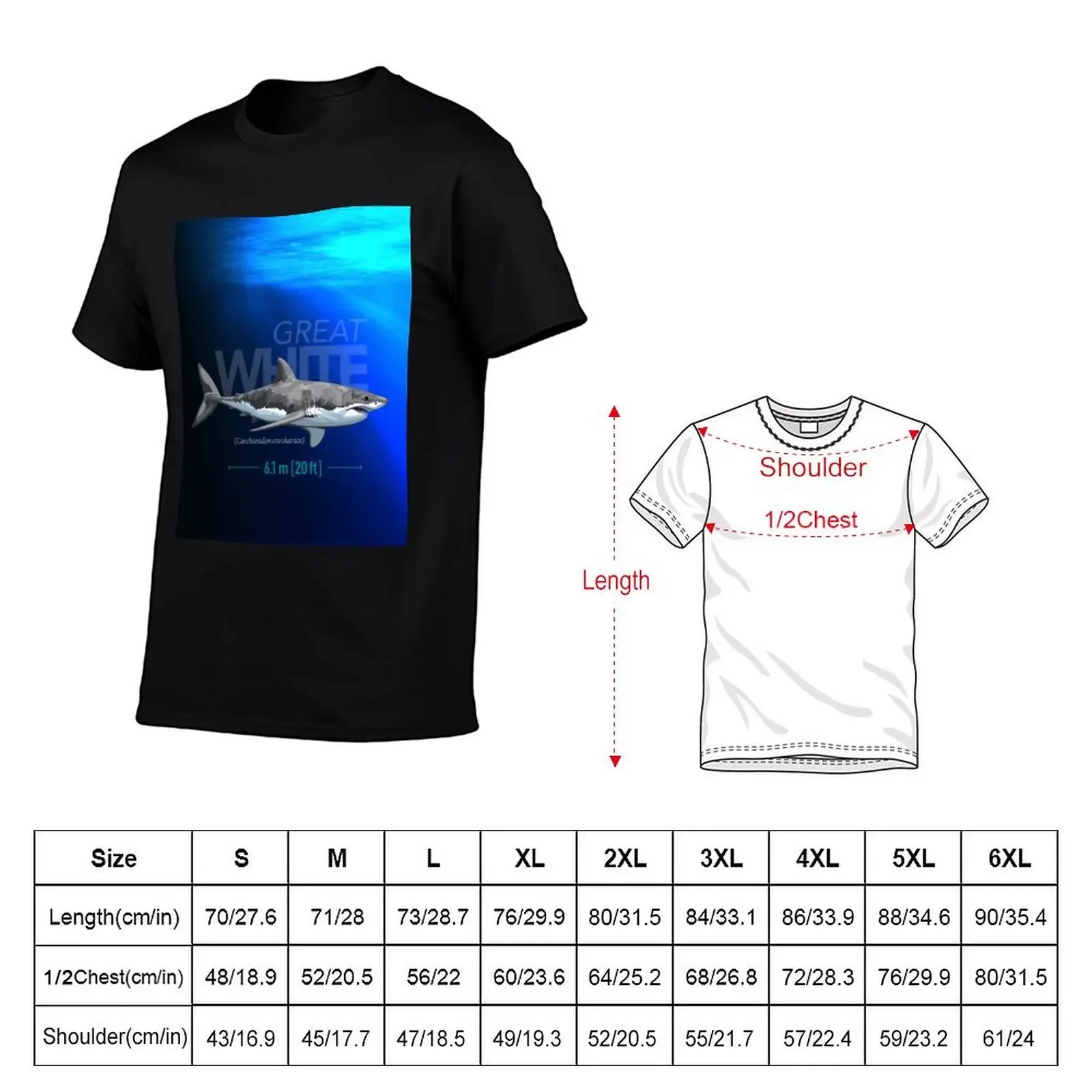 The Great White Shark T-Shirt oversized anime clothes boys animal print mens graphic t-shirts funny