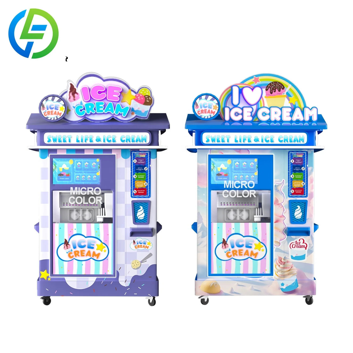 Customized 24 Hour Yogurt Soft Ice Cream Vending Machine Coin QR Code Token Payment System Business Ready Equipment