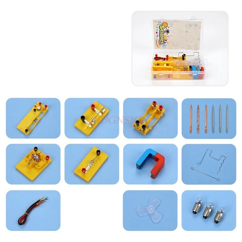 

1 комплект электрических схем и ящиков для экспериментов для студентов. Полный набор экспериментального оборудования для физики младших классов средней школы.