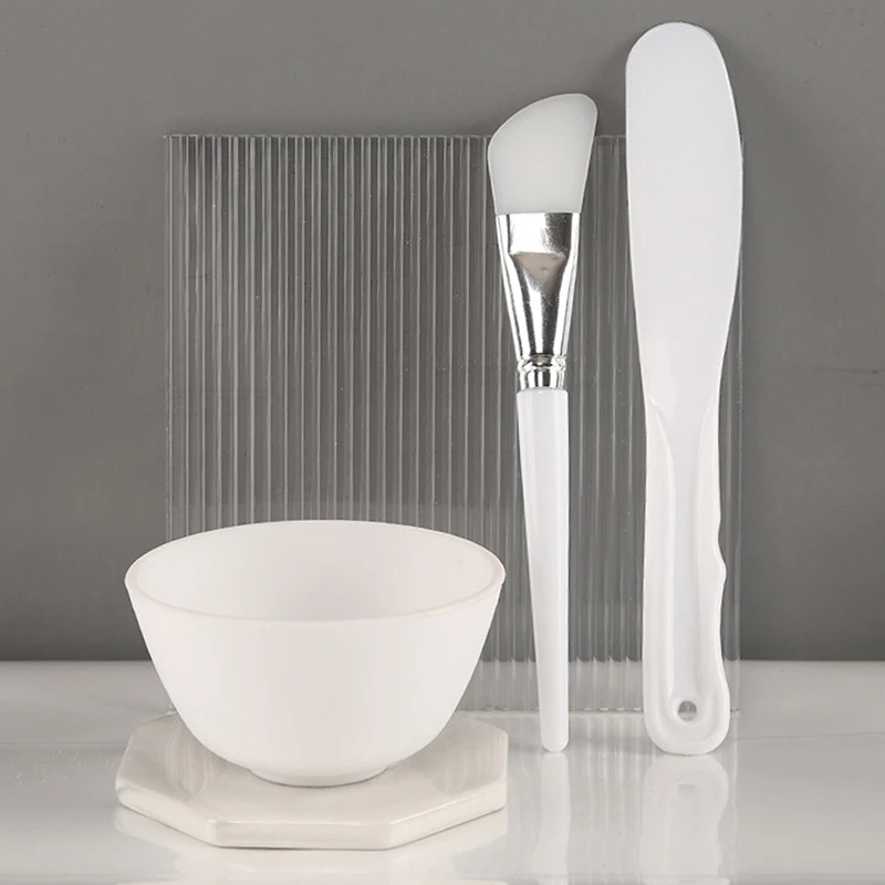 Ensemble de mélange de masques faciaux en Silicone blanc, 5 pièces, bol de mélange de masques, outils de soins de la peau du visage pour filles, fournitures cosmétiques pour Salon de beauté pour femmes