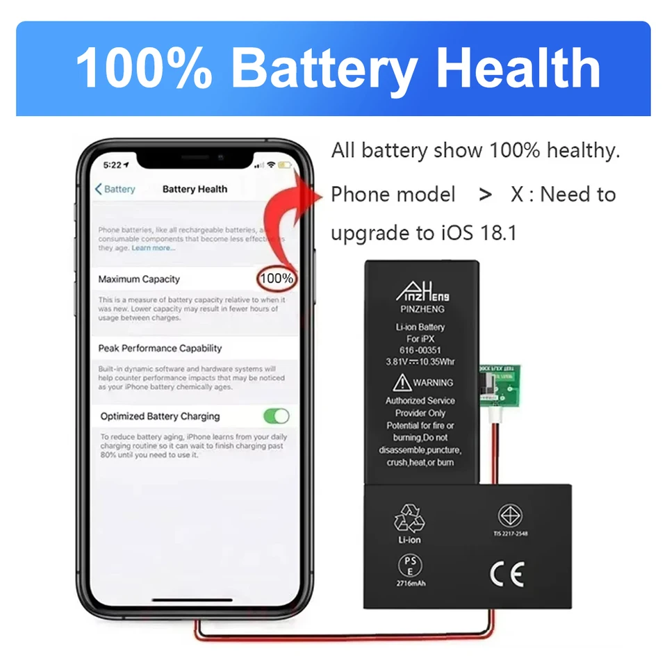 Batería nueva para iPhone 8, batería de alta capacidad para Apple 8, batería de repuesto para iPhone 8 2