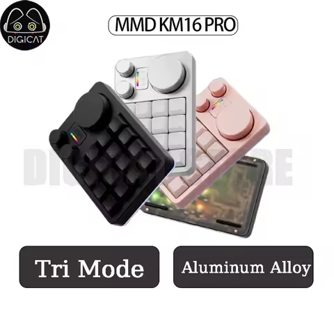 Mmd Km16 Pro Aluminum Alloy Mini Mechanical Keyboard Tri Mode Designer Three-Knob Custom For Ps Pr C4d Editing Arrangement Gift