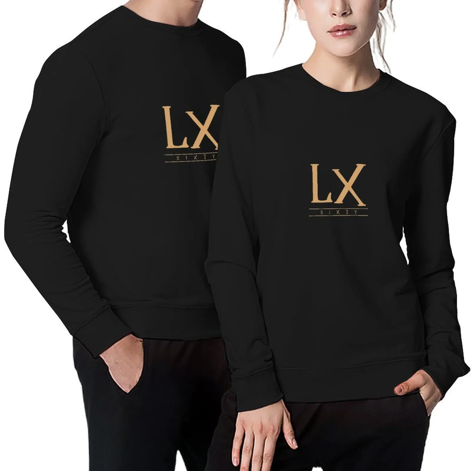 

LX (Sixty) Gold Roman Numerals Pullover men's winter sweater anime clothes men's sweat-shirt fashion men graphic sweatshirts