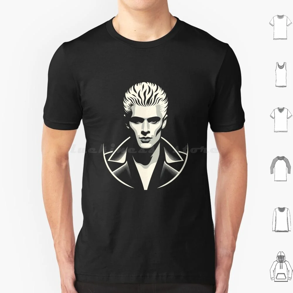 Rebel Vampire : Retro-Inspired Spike Art T Shirt Big Size 100% Cotton Spike Buffy Buffy The Vampire Angel Vampire Btvs Willow