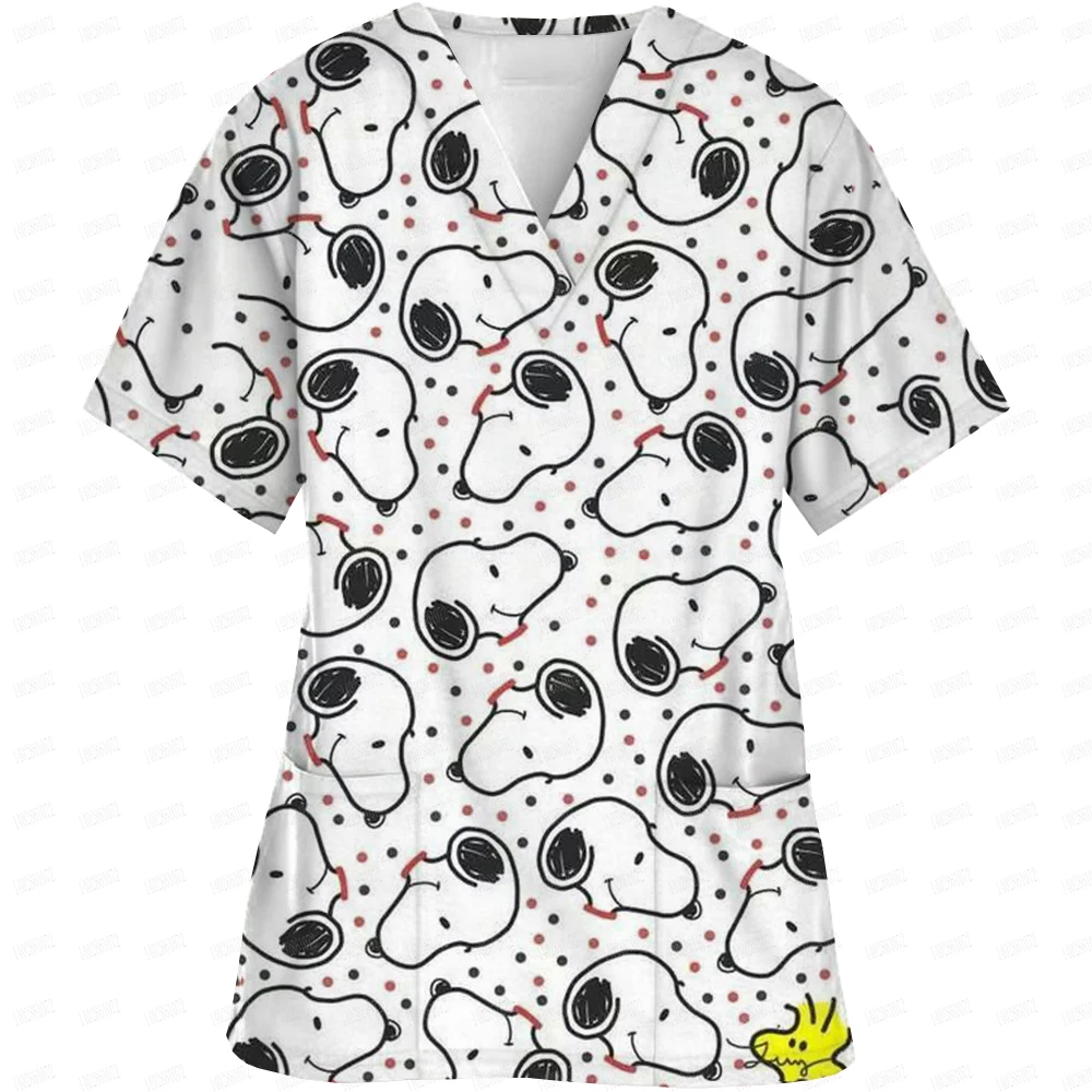 Female nurse uniform frosted top Disney princess printed short sleeved top surgical nursing medical staff work uniform