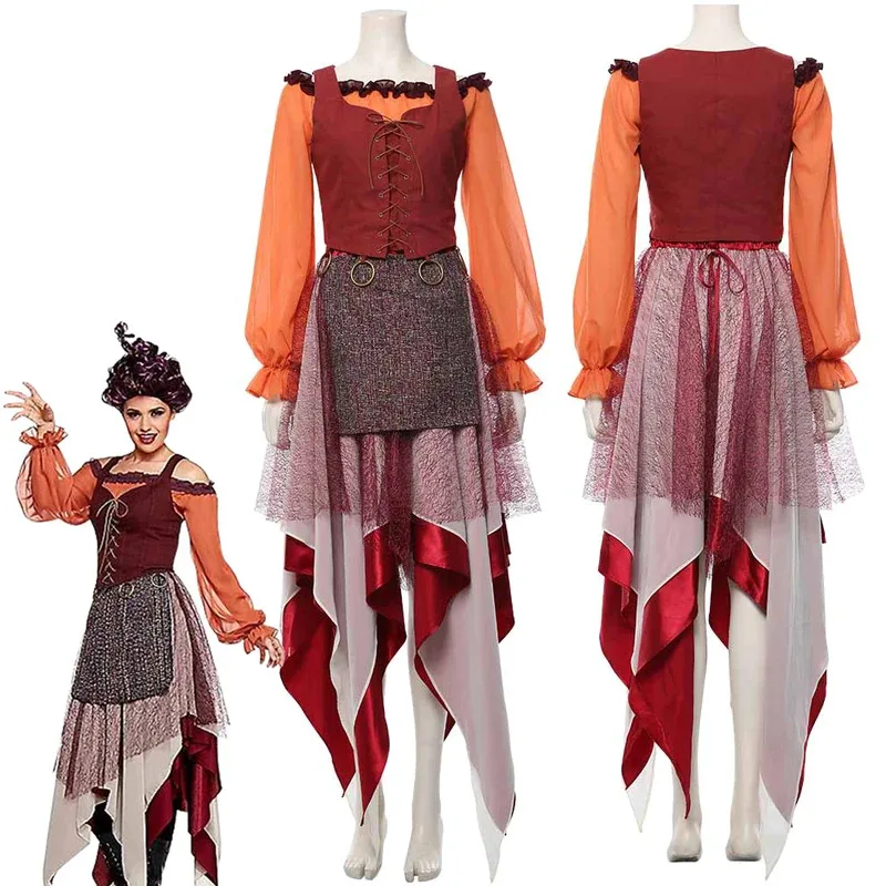 

Mary Sanderson Fantasy Movie Hocus Pocus Costume Disguise Adult Women Cosplay Roleplay Fantasia Outfits om[8
