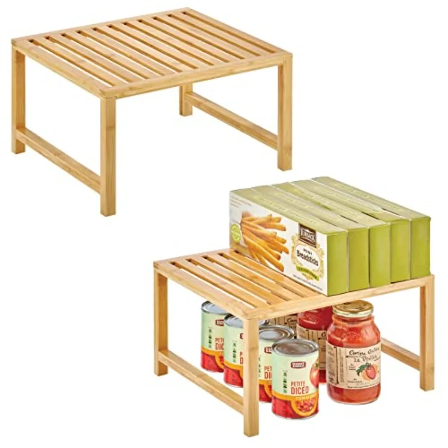 

Wooden Stackable Storage Shelf - Food and Kitchen Organizer for Cabinet Pantry Shelves Countertop Cabinet - Echo Collection - 2