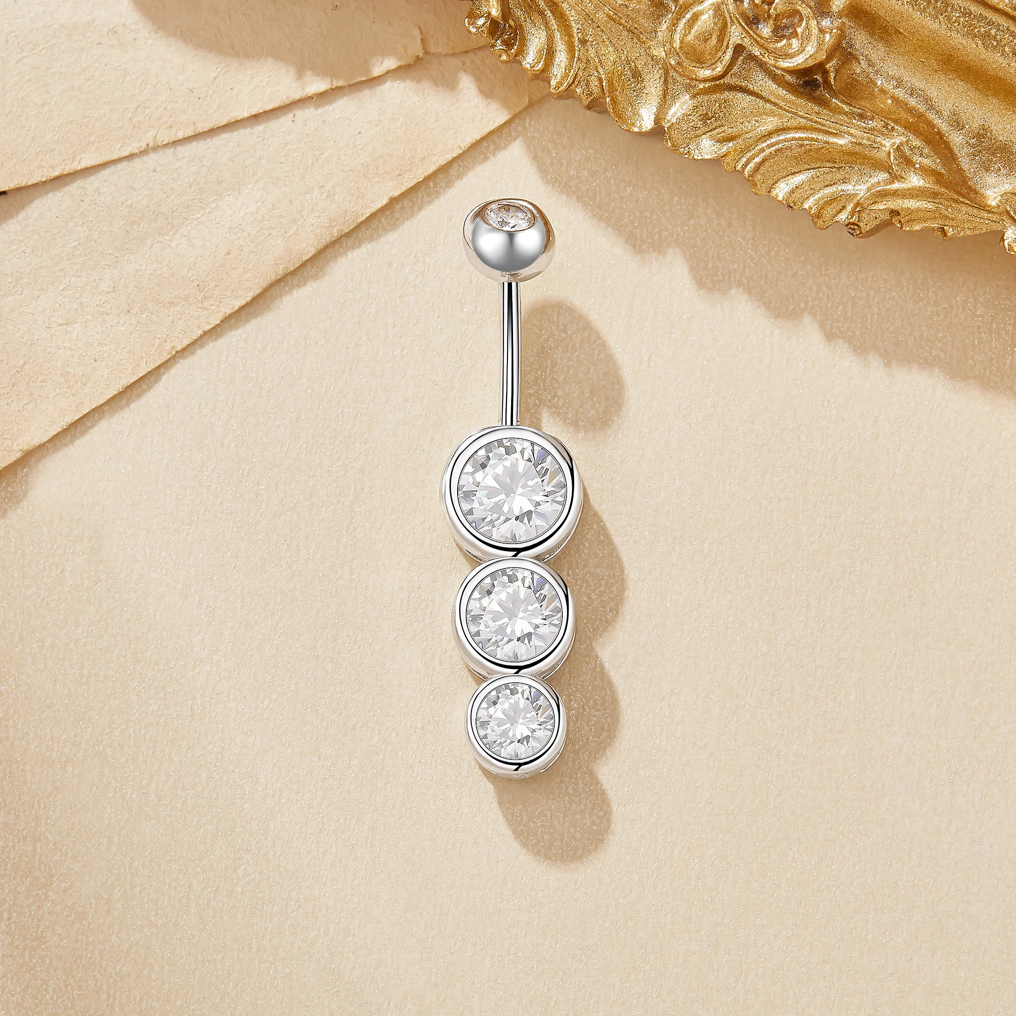 Minimalist White CZ Stone Solid 925 Sterling Silver Belly Button Ring Belly Piercing Navel Bar Curved Barbell Navel Ring 6710022