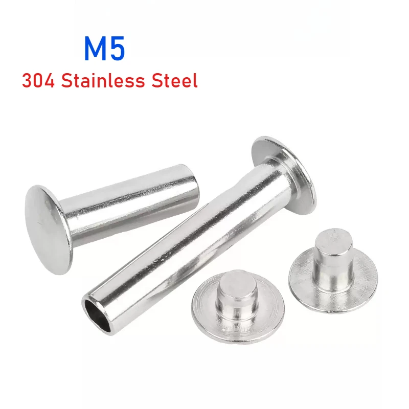 Peijian 5-50pcs M5 304 Stainless Steel Truss Round Hollow Shank Rivet Semi Dome Self-plugging Rivets