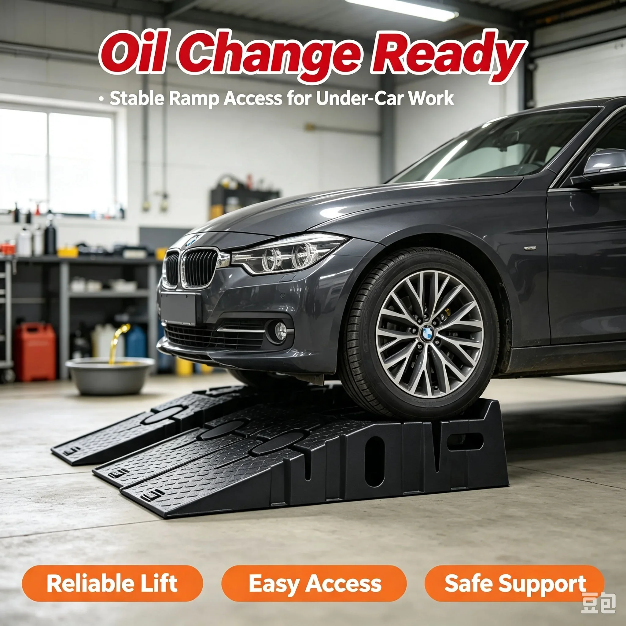 Auto Repair Working Ramp Heavy Duty, Antiskid Car Oil Change Slope, Car Jack Lift Maintenance Bracket Tools