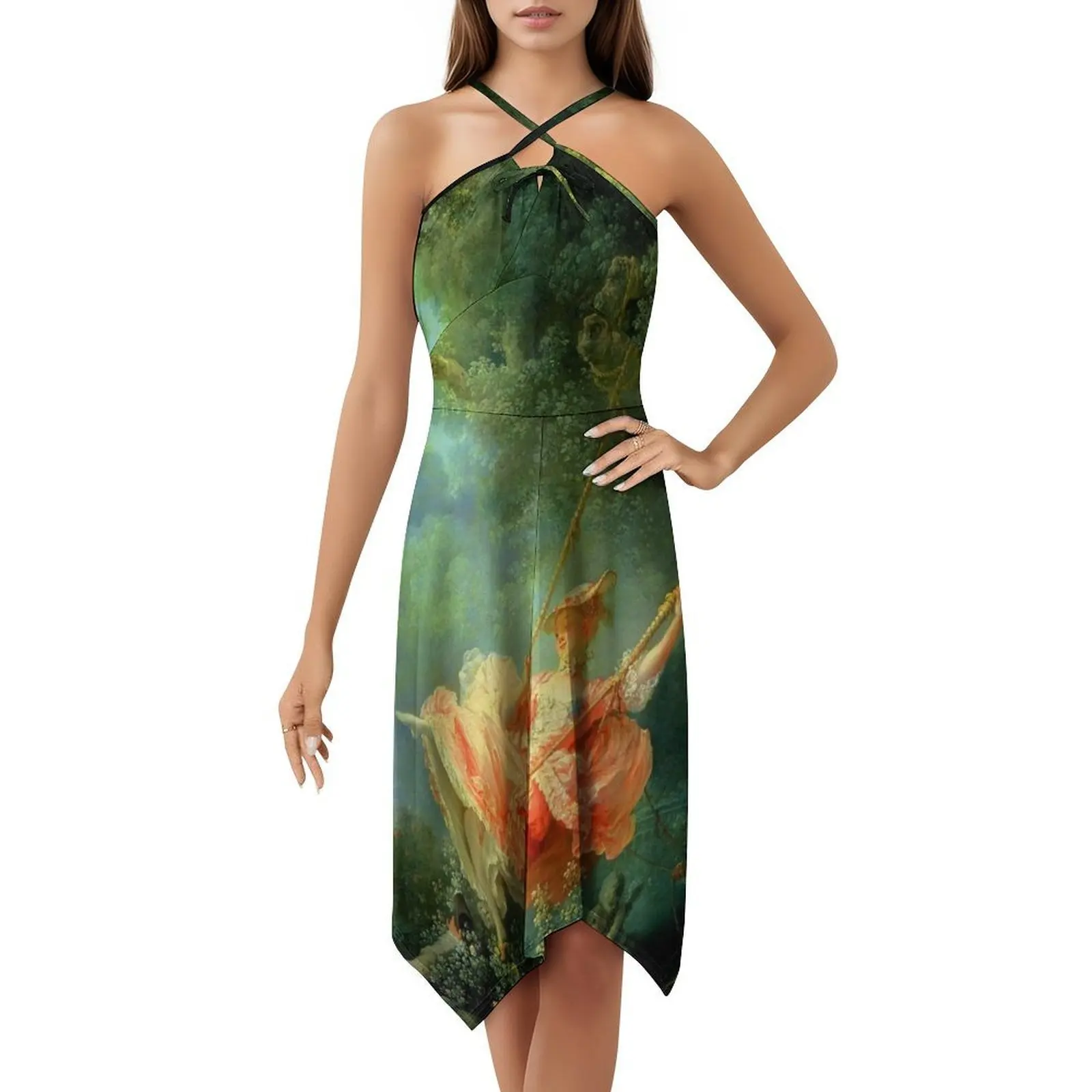 Jean-Honoré Fragonard " The Swing (L'Escarpolette ) ( فستان نسائي للحفلات ملابس عصرية مطبوعة للنادي للإناث #5