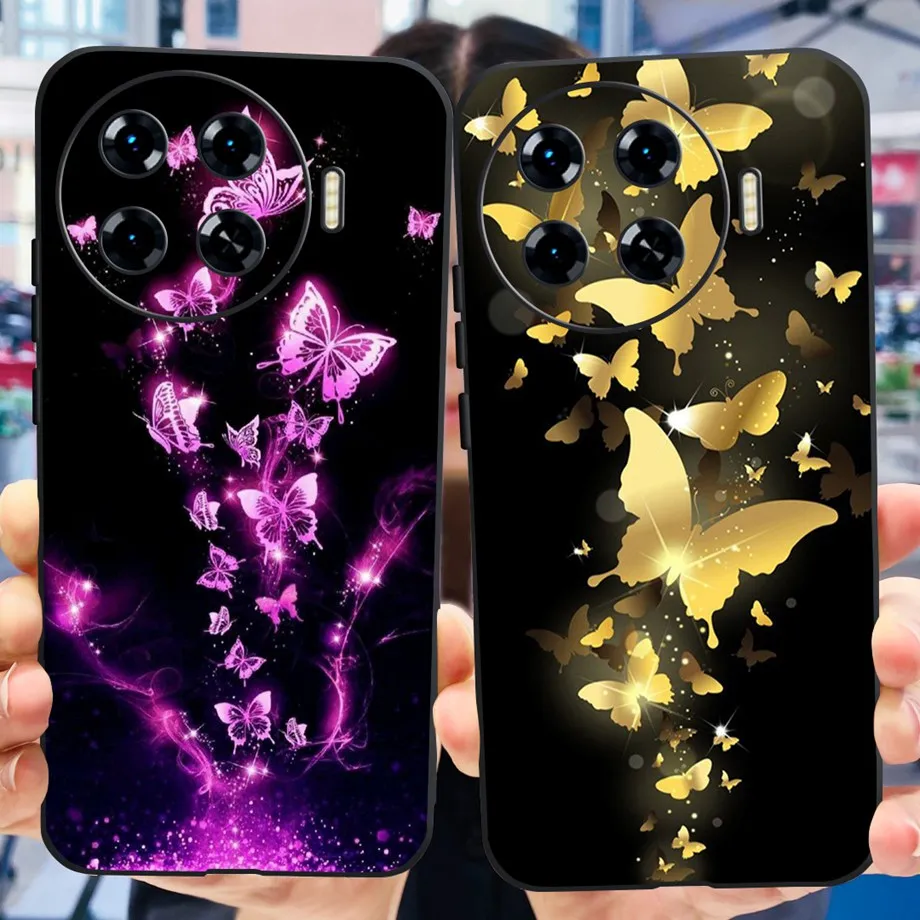 For Spark 20 Pro+ Soft Silicone Coque Fundas For Tecno Spark 20 Pro Plus Cute Colorful Painting Rose Flower Clear Bumper Shell