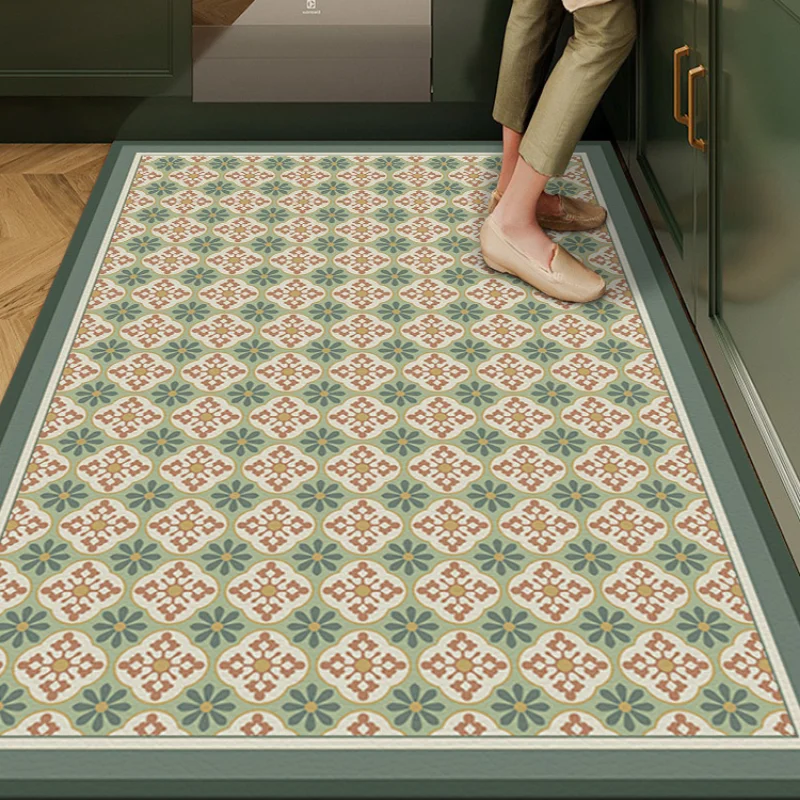 

Home Kitchen Floor Mat Anti-fouling Oil-proof Scrubable PVC Waterproof Decor Makeo Carpet Bathroom Balcony Non-slip Rug