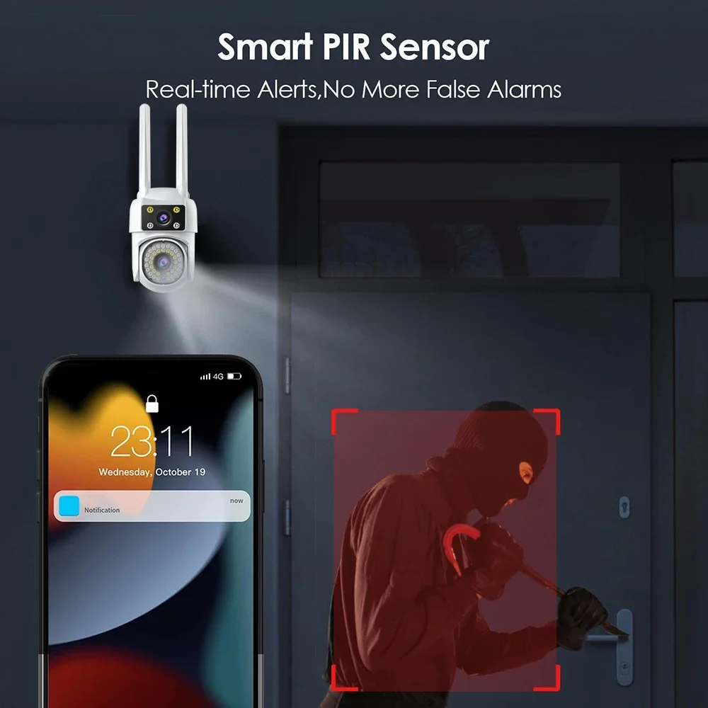 와이파이 감시 카메라 듀얼 렌즈 야외 무선 카메라, AI 추적 인간 감지 IP 보안 카메라, 양방향 오디오 390 눈, 6MP