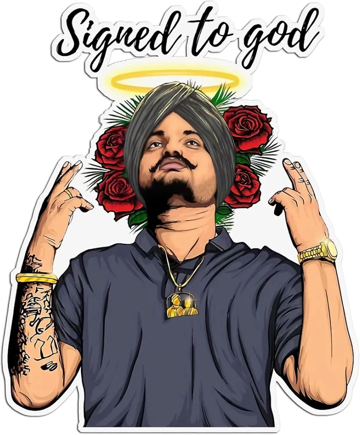 Sidhu Moose Wala R.I.P Miss you Desi Merch Punjabi Never Fold Back Down Legends Never Die Waterproof  Decals for Car Truck Windo