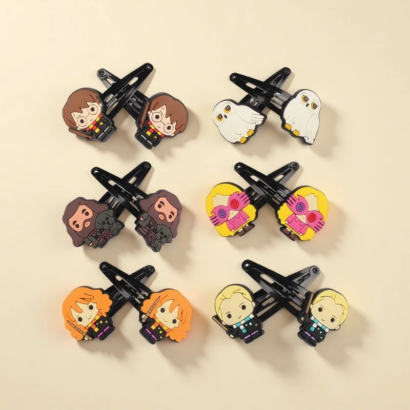 

6 pairs of cartoon - shaped PVC hairpins of Harry BB, a character from "Harry Potter", which are cute, elegant and casual.