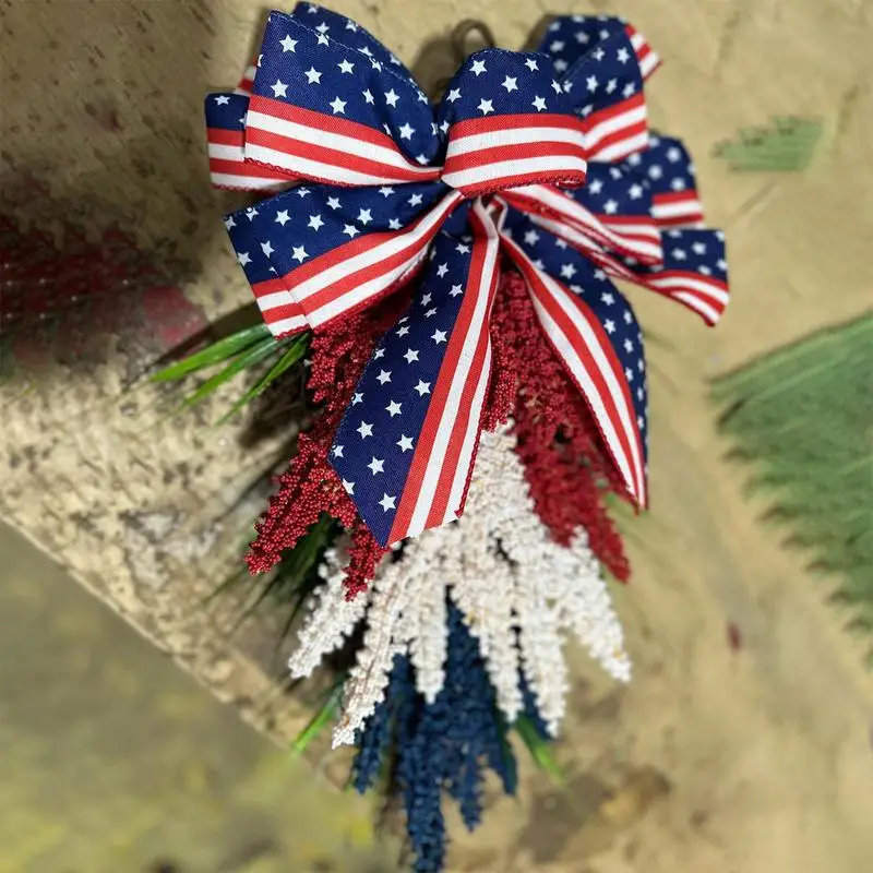 Independence Day Wreath Patriotic Front Door Festival Garland American Flag Wreath Exquisite Memorial Day Artificial Flower