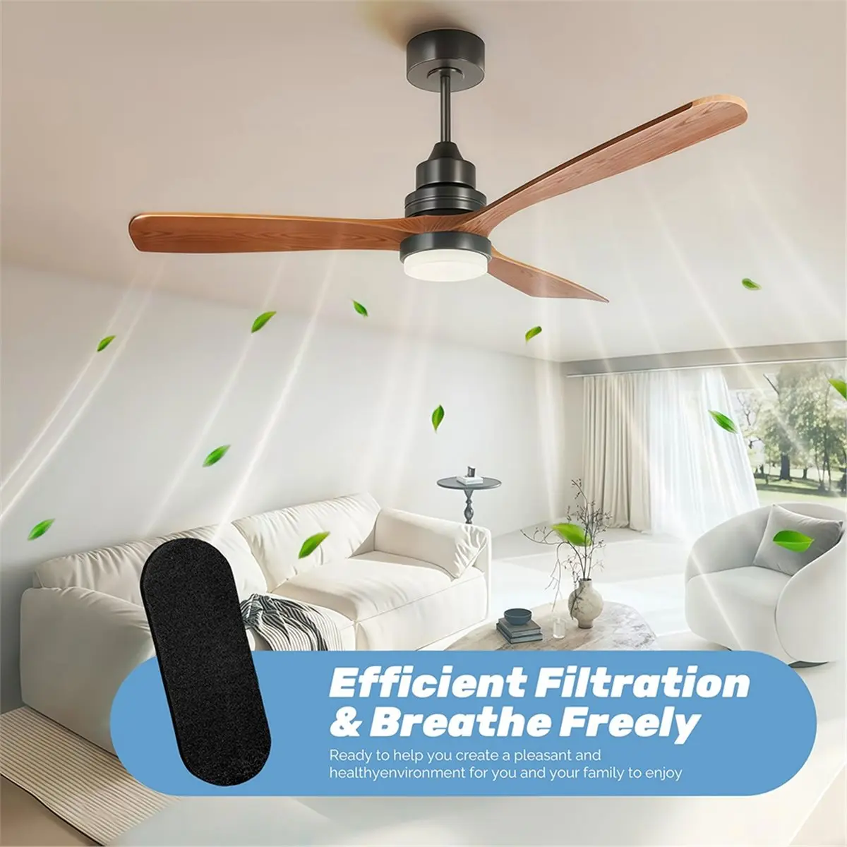 A67T NEW Ceiling Fan Air Purification Filter Cotton Coconut Charcoal Purifier with Adhesive Fan Filter Cotton