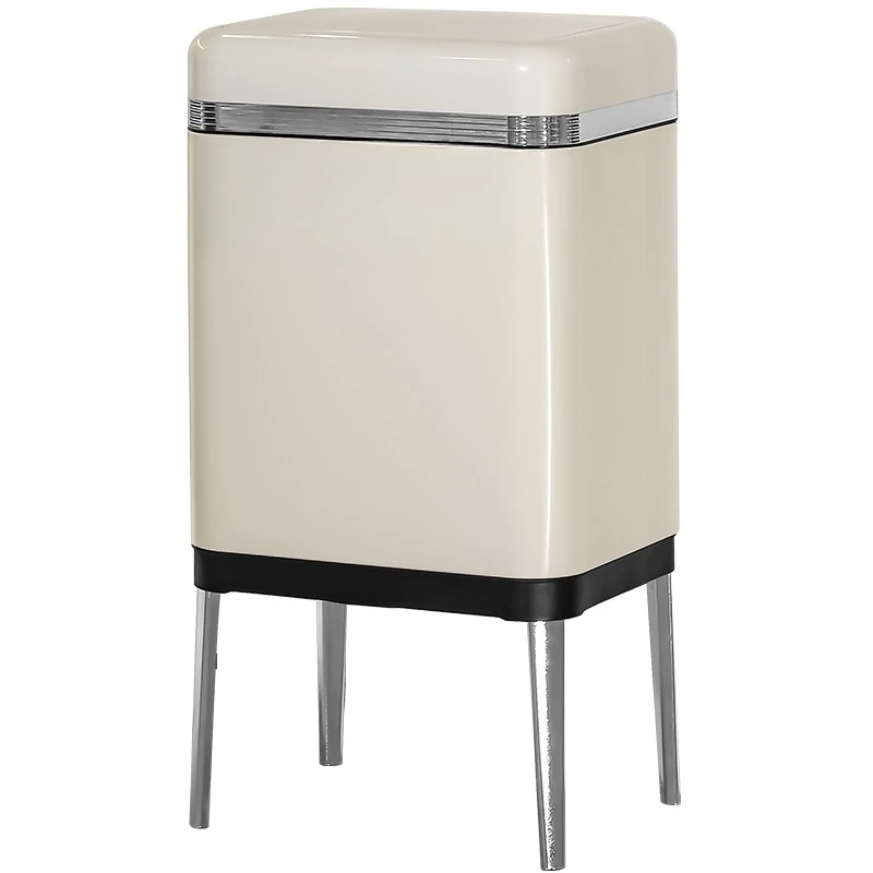 

Living room trash can kitchen household stainless steel large press with cover, home