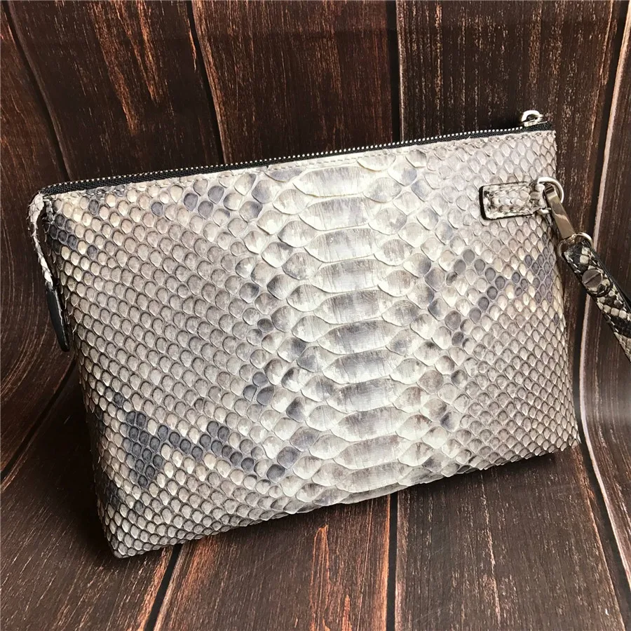 2022 New Desinger Luxury Python Skin Men\'s Handbag Fashion Genuine Leather Man Clutch Business Large Capacity Envelope Bag 45