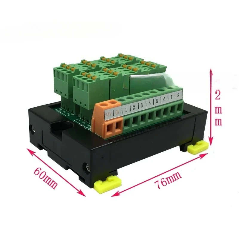 

PLC terminal block module sensor 3-wire 8-bit input/output DIN rail spring type wiring LED