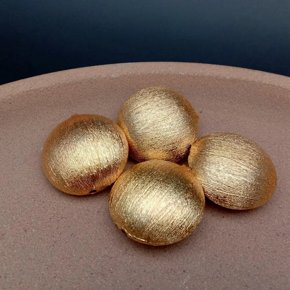 Wholesale 10  PCS 26mm Copper Coin Shape Brushed Bead Gold Plated DIY Findings