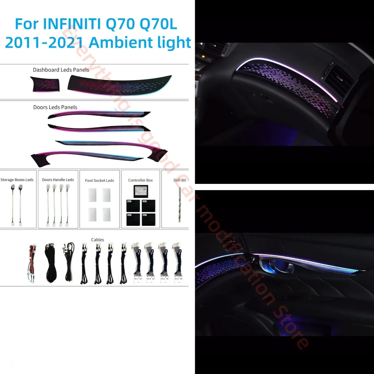 Atmosphere lamp Fit for Infiniti Q70 Q70L 2011-2021 LED Ambient light car interior lighting upgrade Car accessories Trim Strip