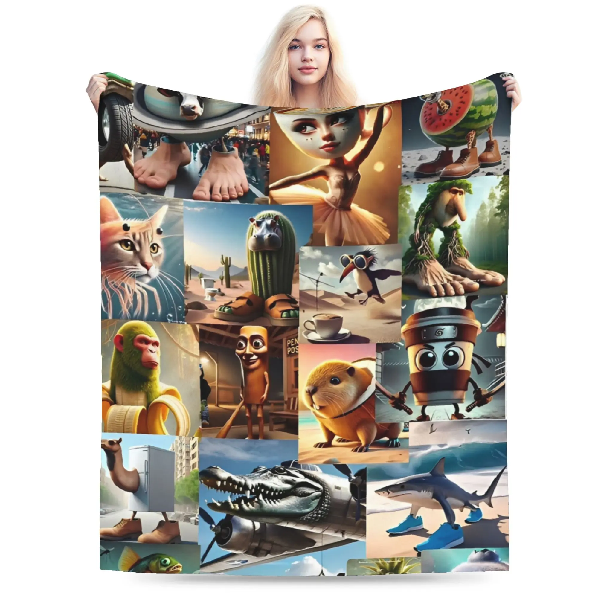 

Итальянское забавное одеяло Brainrot Meme, флисовое супермягкое одеяло для отдыха, покрывала для кровати