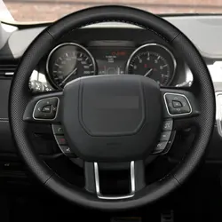 Car Steering Wheel Cover For Land Rover Range Rover Evoque 2012 2013 2014 2015 2016 2017 2018 Black Perforated Leather