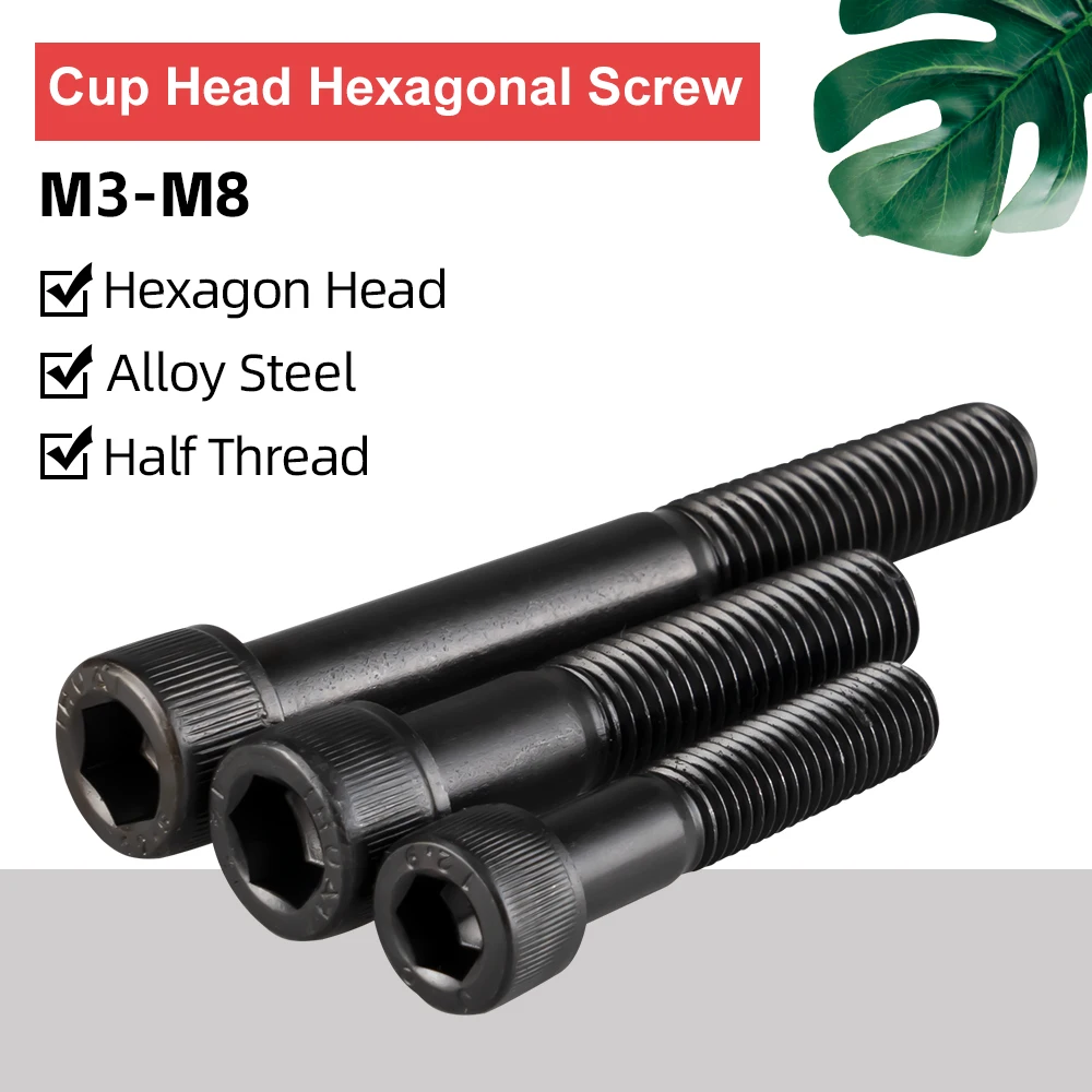 

Hexagon Hex Socket Cup Head Screw Bolts M10 M12 M14 M16 M18 M20 M24 Blackening Alloy Steel Machine Screw Half Thread Din 912