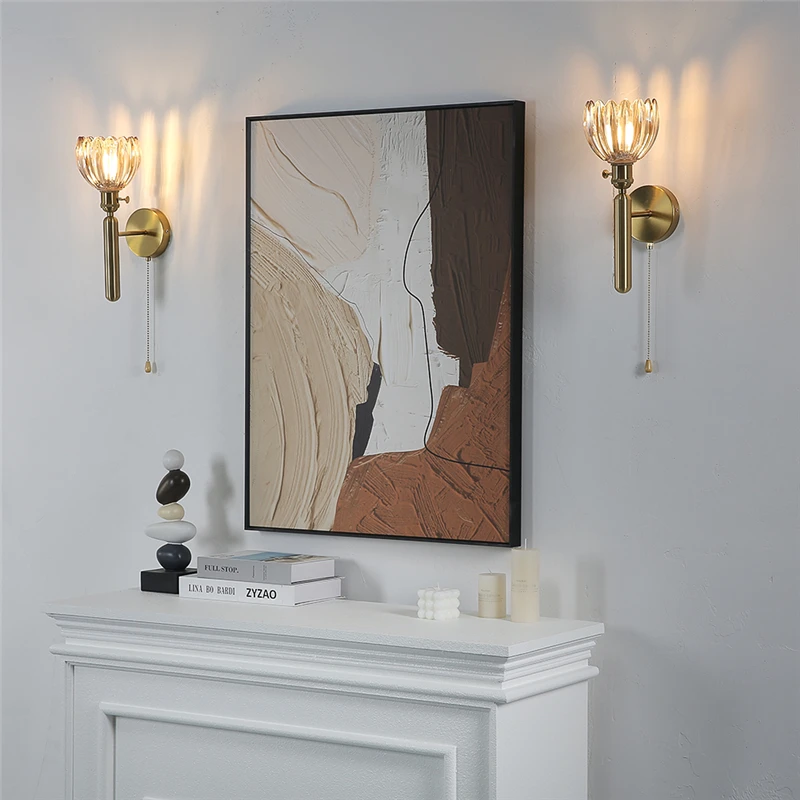 الشمال اللون الزجاج الجدار ضوء أضواء غرفة النوم الحديثة LED الزهور مصابيح الحائط لغرفة الطعام السرير تركيبات الإضاءة الزخرفية