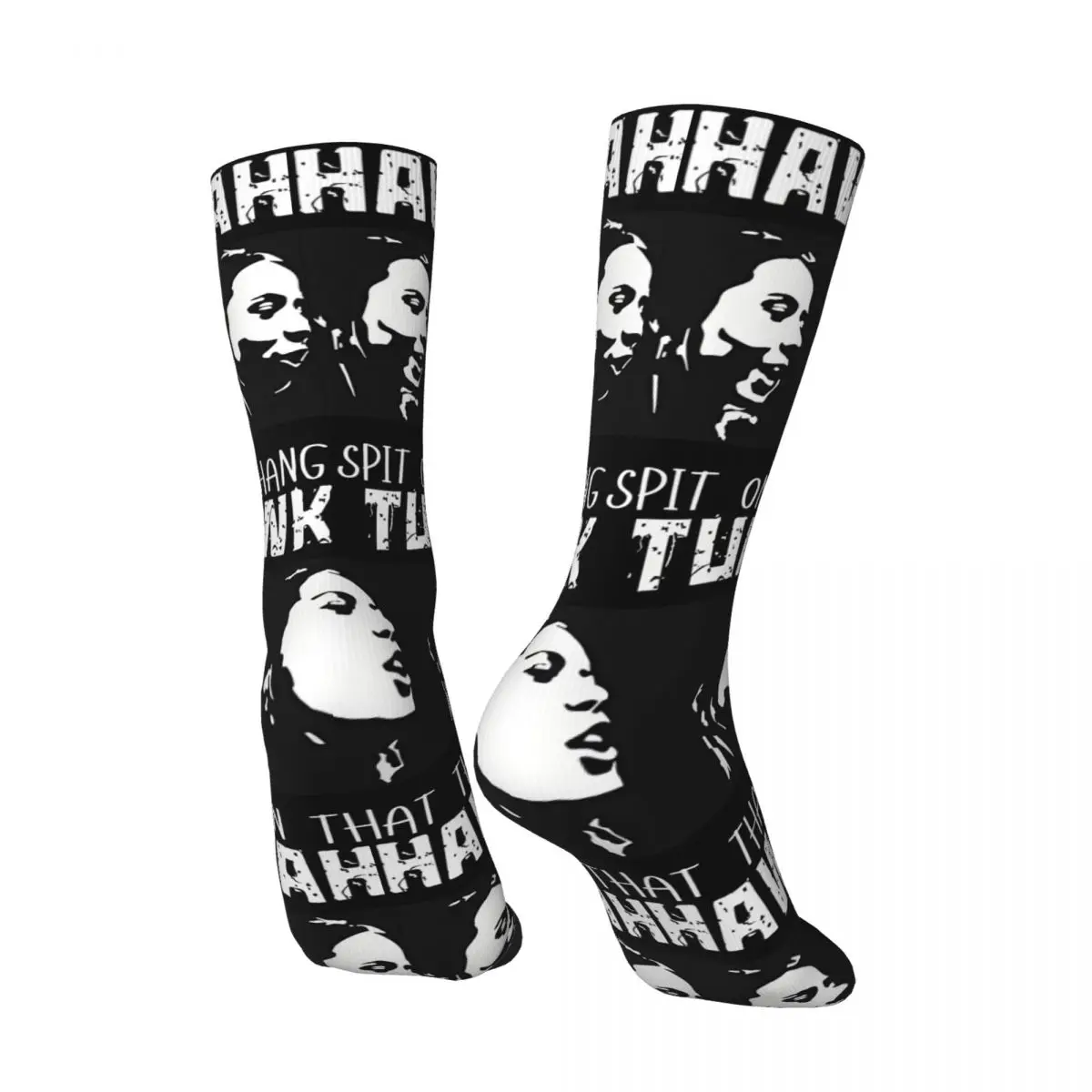 Funny Crazy compression Splendid Sock for Men Hip Hop Vintage HAWK TUAH Happy Seamless Pattern Printed Boys Crew Sock Novelty