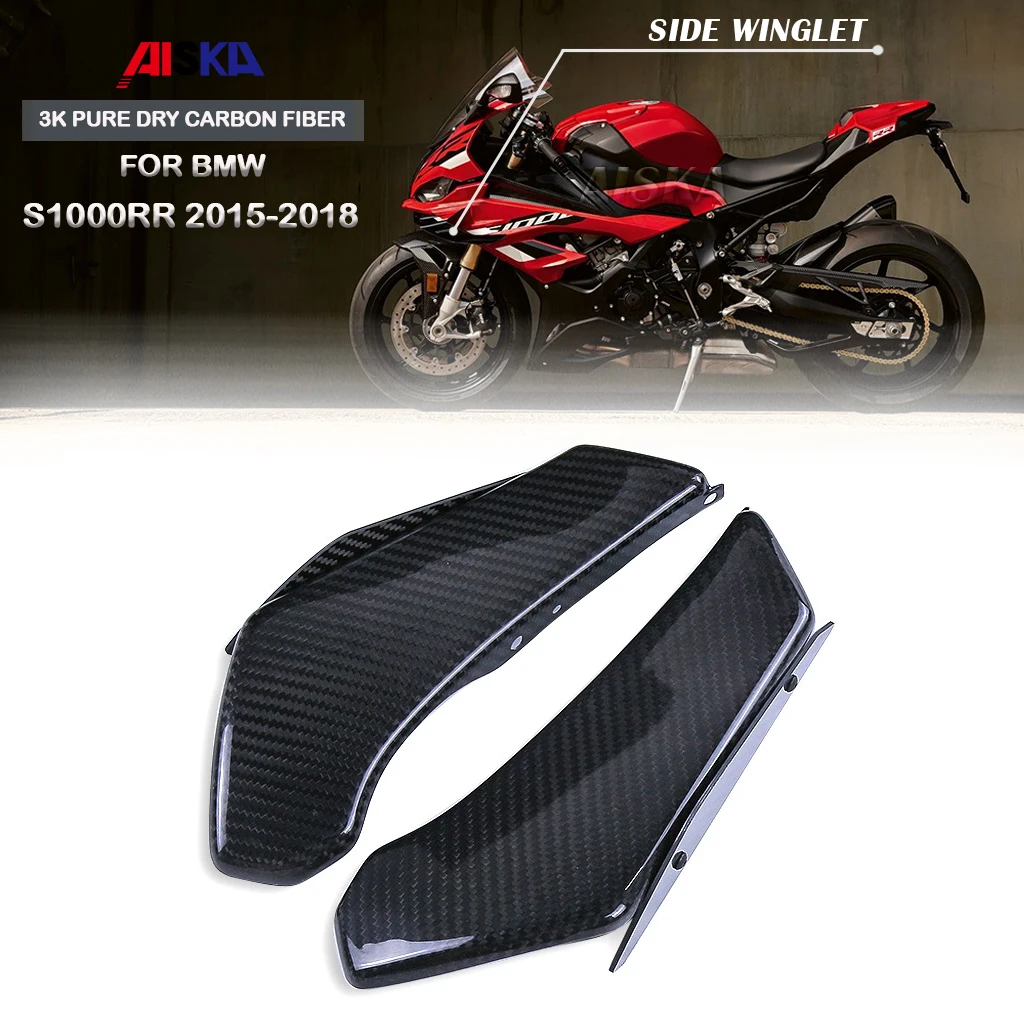 

For BMW S1000RR 2015 2016 2017 2018 Side Winglet Fairing Wind Flow Fixed Wing Front Deflector 3K Pure Dry Carbon Fiber