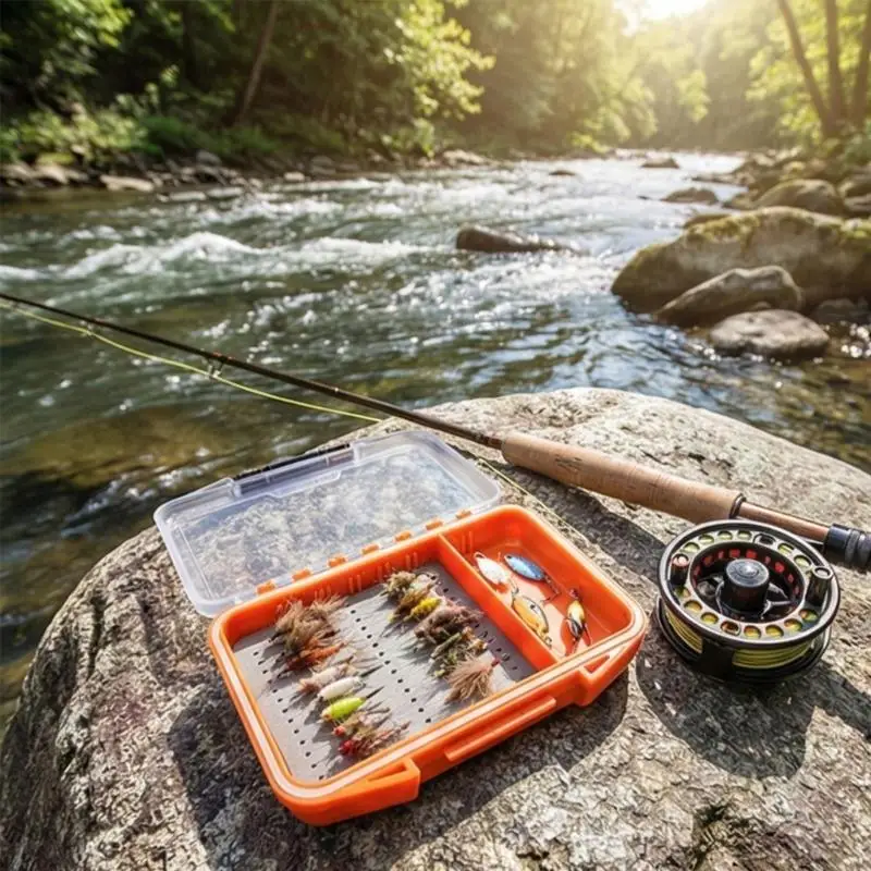 

U2JB Waterproof Plastic Fishing Tackle Box Portable Fishing Lure Fly Baits Box Fly Fishing Storage Case Easy to Carry
