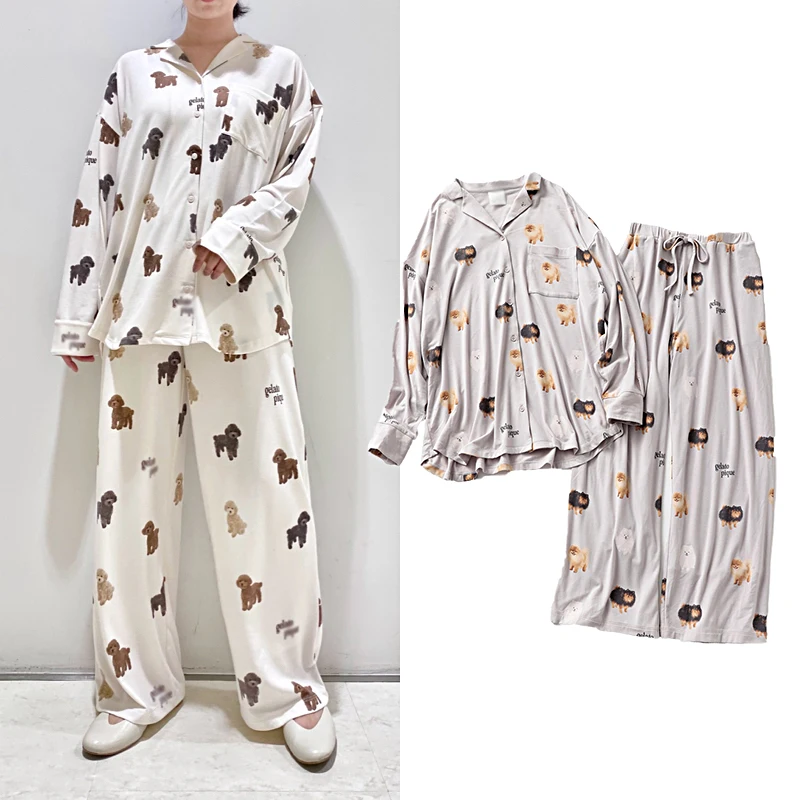 

Room Wear Ladies Women's Pajamas Sleepwear Teddy Bear Pommy Cardigan Shirt Pants