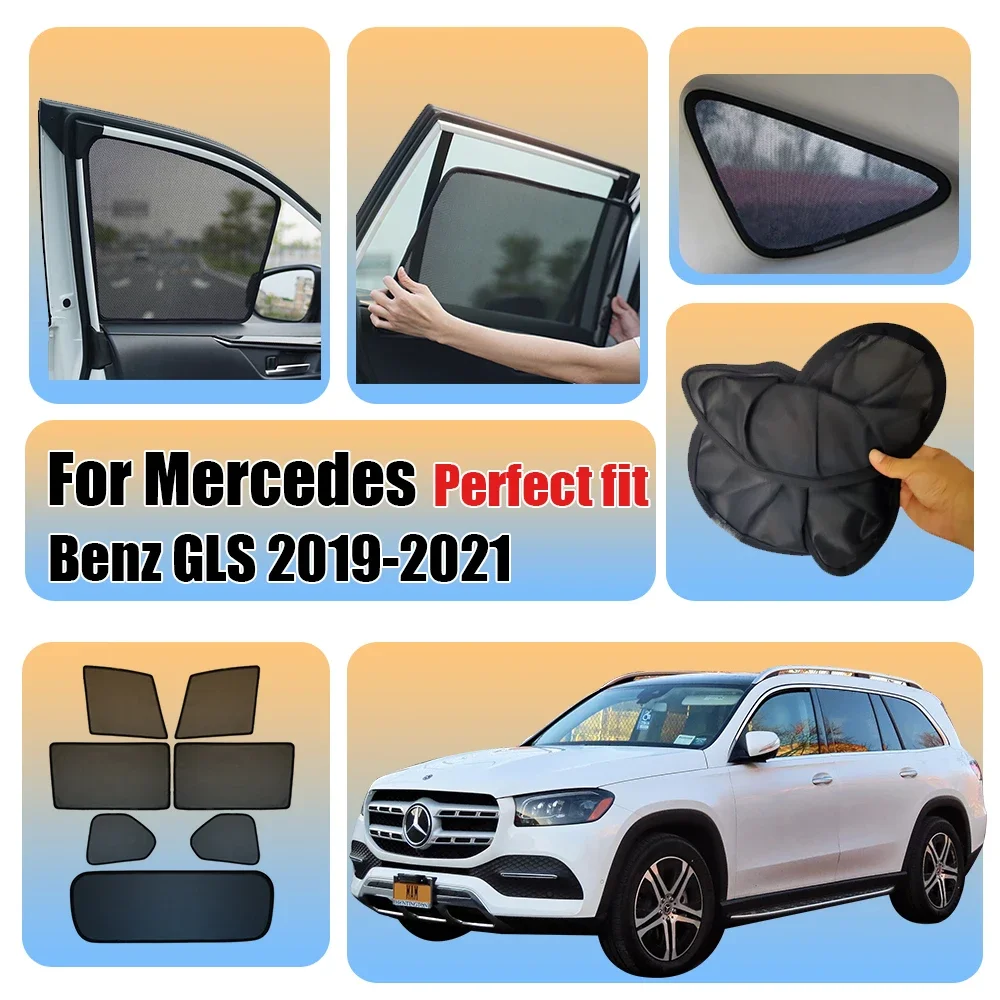 For Mercedes Benz GLS 2019-2021 400d Car Front Shield Window SunShade Windshield Rear Side Window Curtain Sun Shade Visor