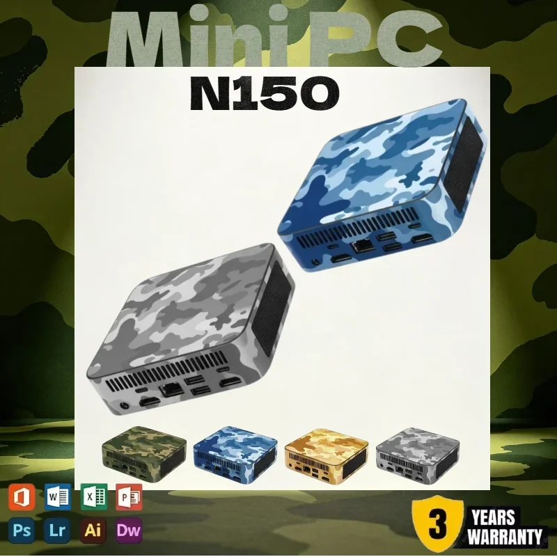 Mini PC Camouflage Colors Intel N150 2026 Compact Mini Host 16GB RAM 1TB/2TB SSD WiFi 6 BT5.2 4K HD Student Office Gaming PC