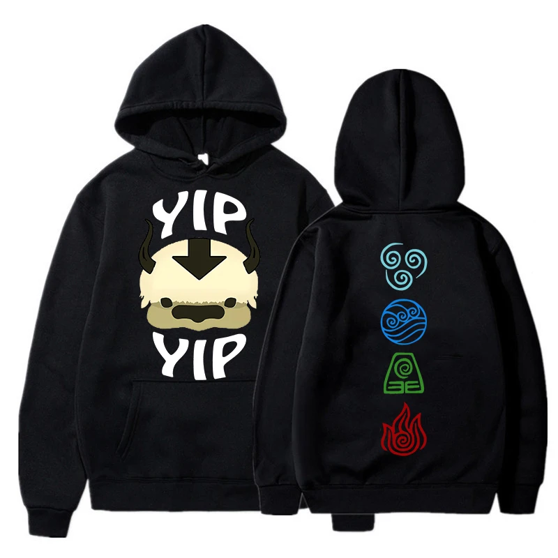 Hoodies de manga comprida unissex, Avatar The Last Airbender, Harajuku Print, moletom casual, moda capuz Streetwear, Appa Yip