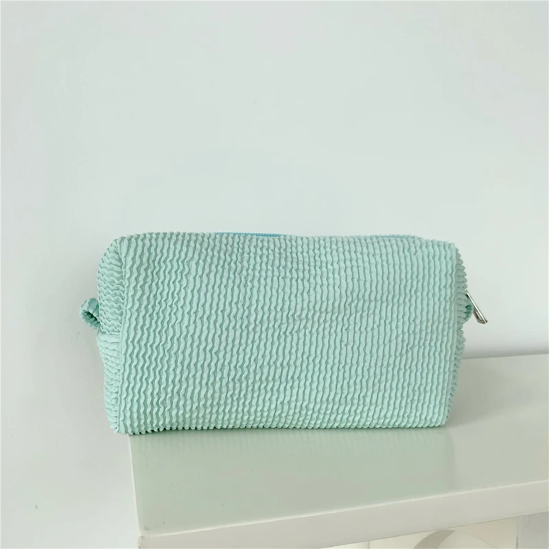 2022 New Solid Color Cosmetic Bag Female Makeup Case Polyester Toiletry Makeup Case Bag Travel Beauty Case Zipper Storage Bags