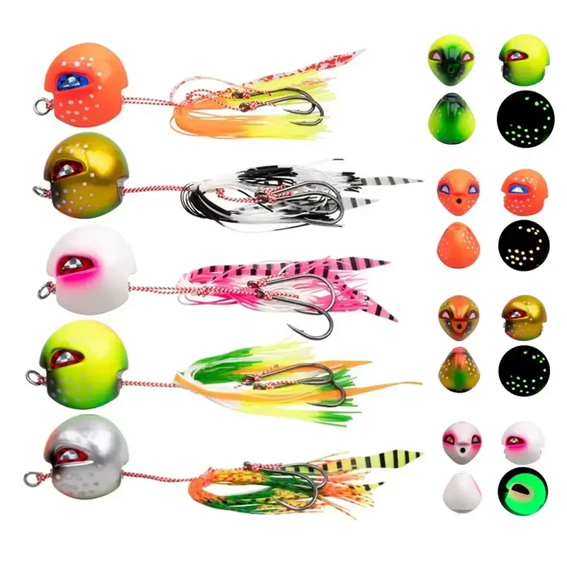 Sea Fishing Lure Jigs Head Lure Lead Head Hook Lead Bait Glow-in-the-dark Plate Baits Deep Sea Ocean Boat Fishing