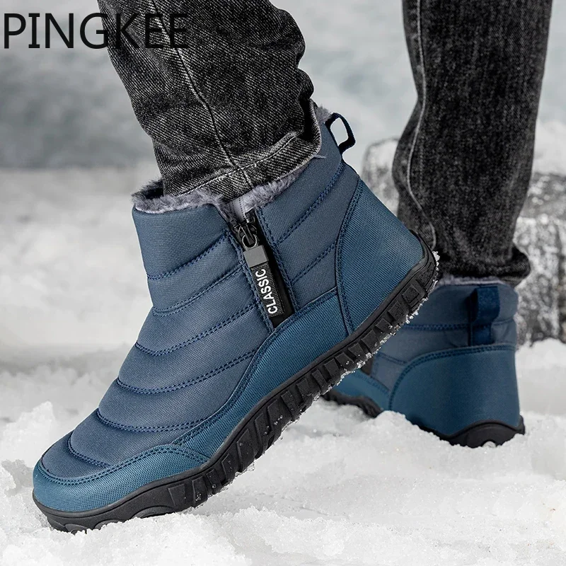 

VENOCON PINGKEE Wide Feet Barefoot Athletic Leather Casual Shoes Men Women Winter Thermal Fur Snow Boots Sneakers Footwear Man