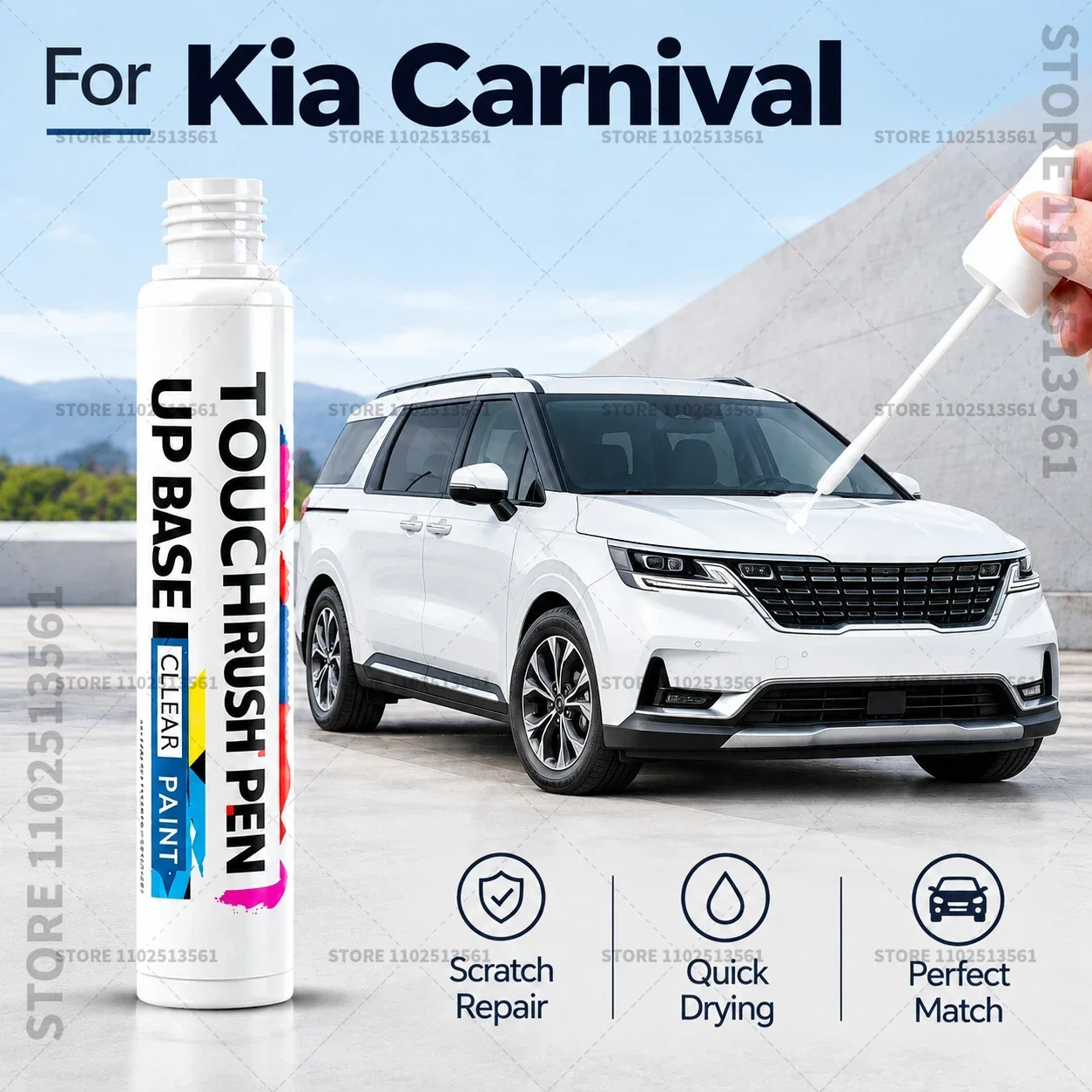 For Kia Carnival Car Touch Up Paint Pen for Minor Scratches Repair Waterproof Paint Marker Auto Body Repair Accessories White