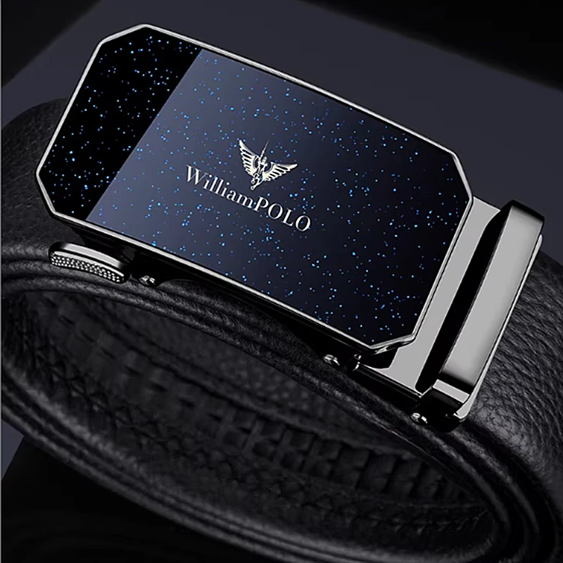 

Leather men's belt, fashionable automatic buckle belt, versatile casual pants belt