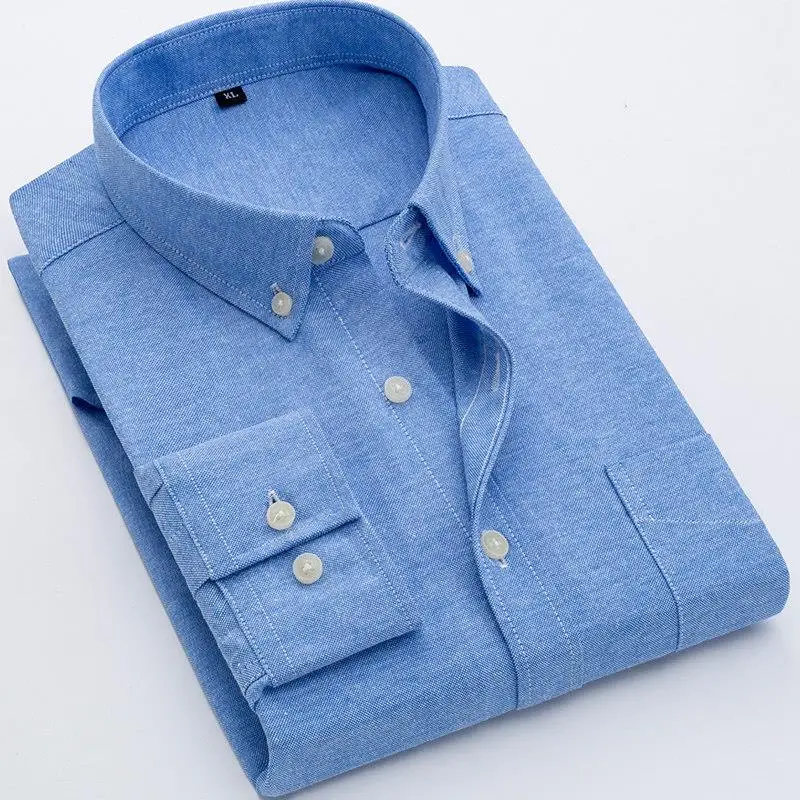 Men's Long Sleeve Oxford Cloth Shirt Casual Summer Business Gentleman Style Sun Protection Regular Fit Button down Coat